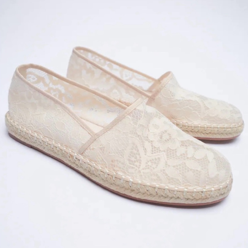Zara Off White Lace Espadrilles